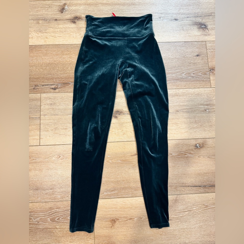 SPANX Green Velvet Leggings, Sz Med